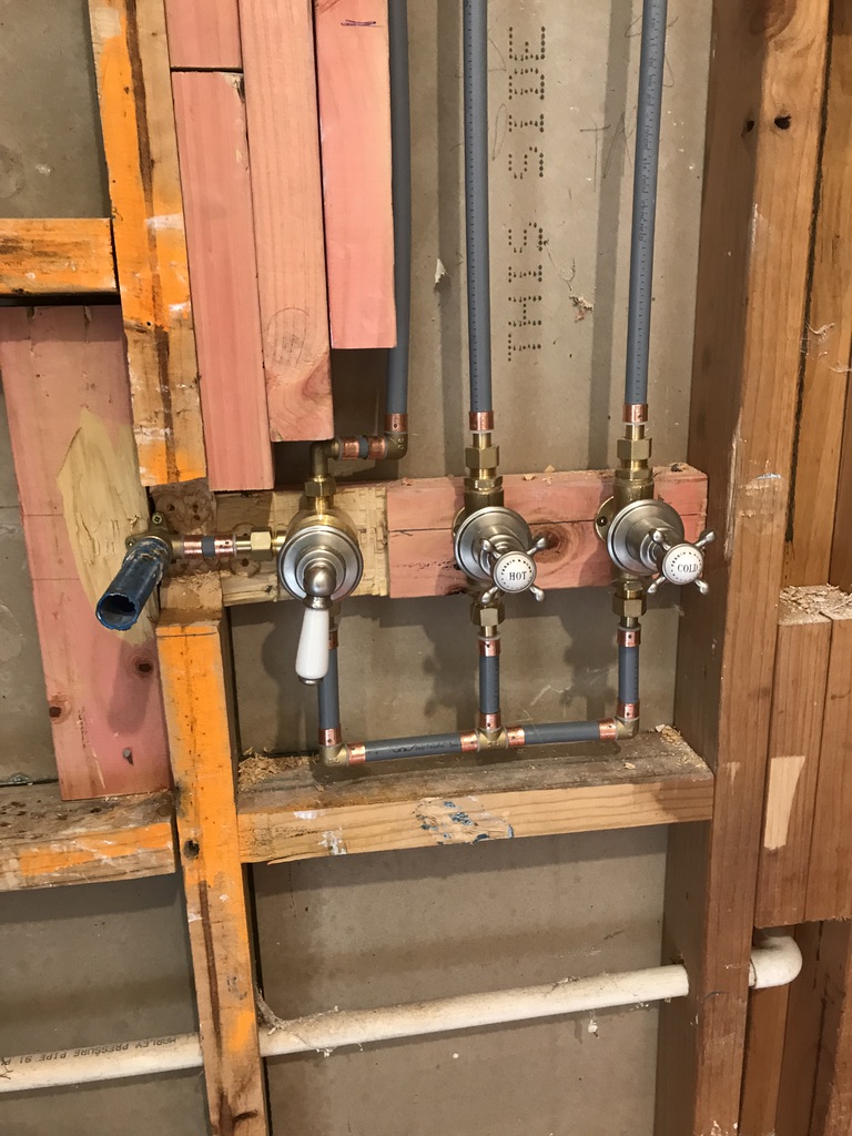 Shower mixer rough-in — hot & cold